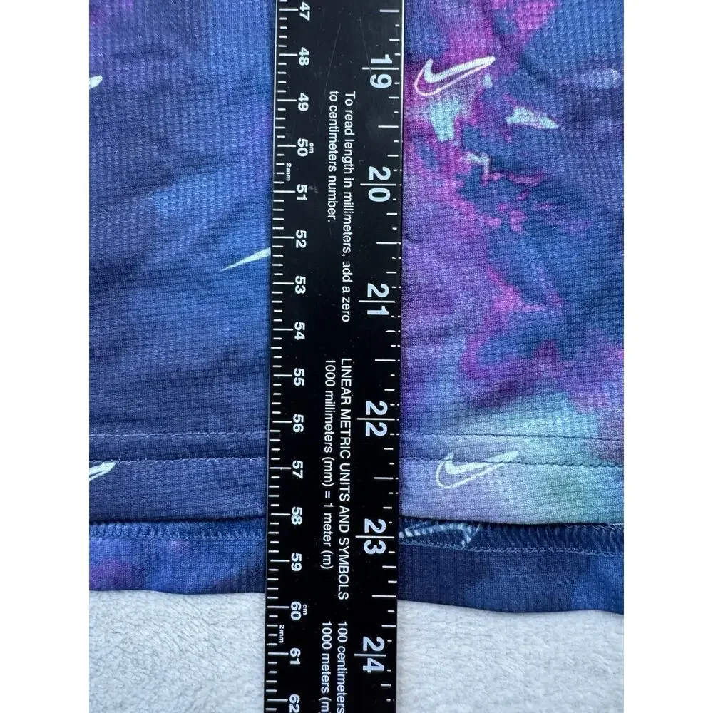 Nike Dri-FIT Boys L Blue Purple Allover Swoosh Athletic Shirt Youth